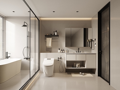 Modern high-grade gray bathroom black and white gray bathroom cabinet shower room toilet bathtub model