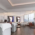 Luxurious SPA Sauna Interior With Treatment Beds Relaxation Area And Mountain View