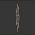 Detailed 3D Model of Battleship With Deck Turrets and Masts