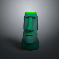 Green Moai Statue Sculpture With Glowing Top On Gray Background