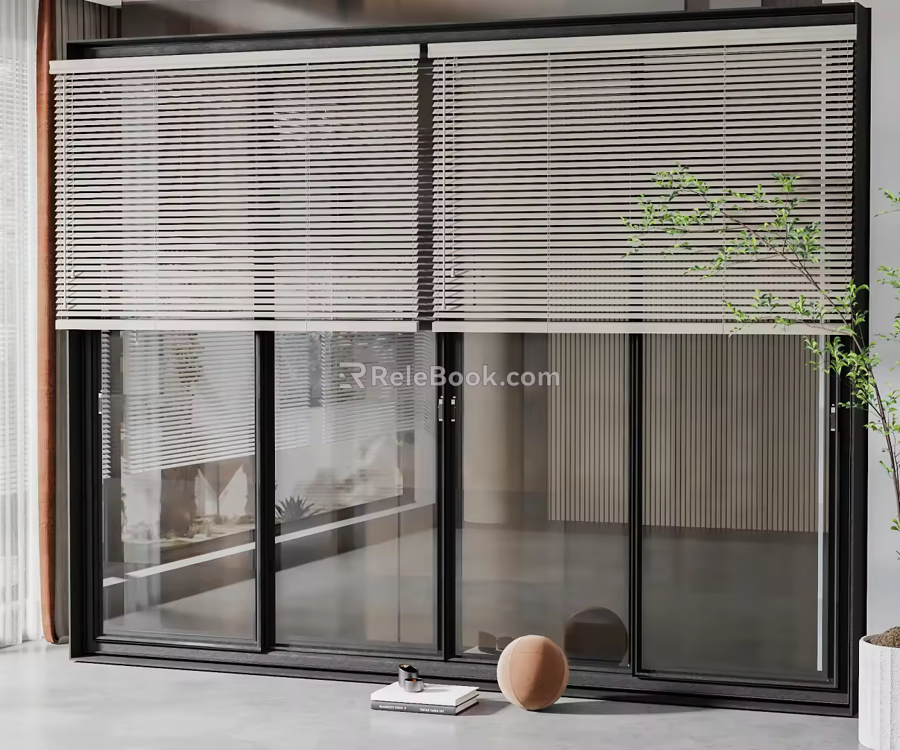 modern shutters floor-to-ceiling windows 3d model