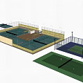 Sports Fitness Tennis Courts Layout With Multiple Recreational Training Areas
