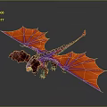 Flying Fantasy Dragon Game Movie Character With Red And Purple Wings