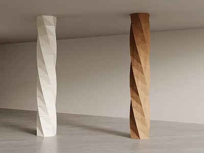 Modern Geometric Columns With White And Brown Sculptural Design In Interior 3d model