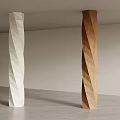Modern Geometric Columns With White And Brown Sculptural Design In Interior