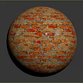 Brick Sphere Crafted From Orange Red Bricks With Gray Mortar And Shiny Finish