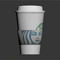 Starbucks Coffee Cup With Silver Lid And Green Logo Blue Face Design