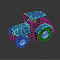 3D Rendered Blue Tractor With Large Wheels And Enclosed Cabin Design