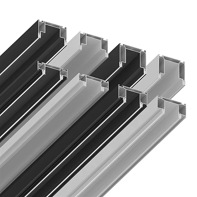 Aluminum Metal Profiles In Black Silver With Grooved Design For Structural Use 3d model