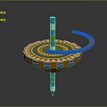 Colorful Spinning Top Weapon With Geometric Patterns And Striped Design Elements