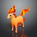 Flame Pony Toy Figure With Orange Mane And Curled Flame Tail Standing Pose