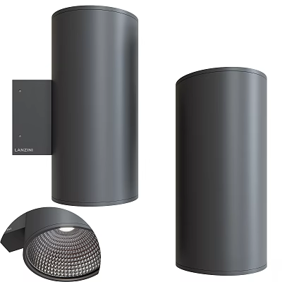 Modern Black Cylindrical Wall Light With Mounted Design And Illuminated Source 3d model