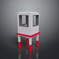 Small White Tower Model With Red Pillars Base Windows And Ladder