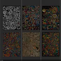 Abstract Paintings With Six Colorful Vibrant Patterns For Wall Art Decor