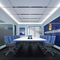 Modern Control Room With Multiple Screens Control Desk And Lighting Design 3d model