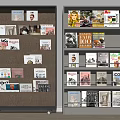 Modern Bookcase With Fabric Storage Pockets And Metal Frame Holding Magazines And Books