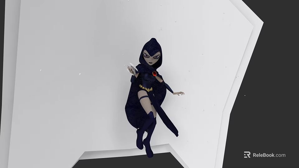 Game Movie Character Wearing Black Cloak With Hood And Red Gem In Dynamic Pose 3d model 