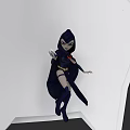 Game Movie Character Wearing Black Cloak With Hood And Red Gem In Dynamic Pose