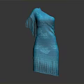 Blue Fringed Dress With Simple Design And Elegant Style For Daily Use