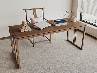 New Chinese Style Desk and Chair 3d model