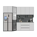 Modern Kitchen Wine Cabinet With Open Shelves And Glassware Storage