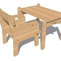 Wooden Kids Table With Matching Chair For Child Friendly Study Space 3d model