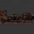 Industrial Mechanical Equipment With Motor Gearbox And Rusty Metal Texture On Platform