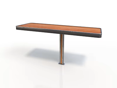 Modern Wooden Top Table With Metal Single Leg And Sleek Design 3d model