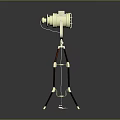 Vintage Brass Spotlight Equipment With Adjustable Tripod Stand And Metallic Body