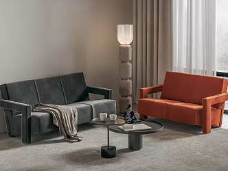 Cassina Utrecht multi-person sofa double sofa floor lamp sofa coffee table combination 3d model