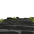 Natural Stone Slabs Garden Path Paving With Green Grass And Rocks