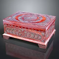 Decorative Handcrafted Wooden Storage Box With Intricate Carved Patterns And Red Tone Design