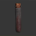Three Medical Device Test Tubes Containing Red Liquid And Cork Stoppers