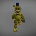 Yellow Cartoon Toy Character Wearing Colorful Top Hat And Bow Tie With Mechanical Features