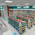 Pharmacy Specialty Store Interior With Medicine Non Medicine Shelves And Product Displays