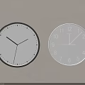 Two Wall Clocks Minimalist Dot Markers Numeric Dial Black Frames White Faces On White Wall 3d model