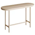 Minimalist Wooden Console Table With Oval Top Slender Legs And Natural Finish