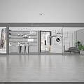 CLARINET Specialty Store Featuring Glass Facade Display Shelves White Counter And Green Plants