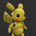 Yellow Mechanical Game Character With Hollow Eyes And Mechanical Ears