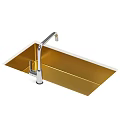 Golden Kitchen Sink With Chrome Faucet And Built In Drain Multiple Color Options