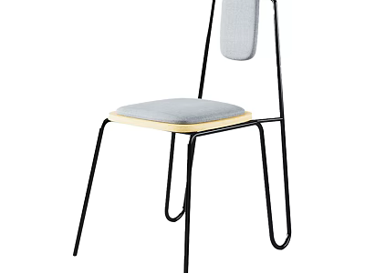 Modern Leisure Chair With Light Gray Padded Seat And Black Metal Frame Design 3d model