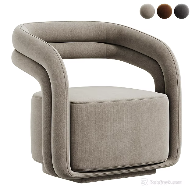 Modern Light Gray Single Sofa With Curved Armrests And Sleek Upholstered Design 3d model 