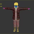 Game and Movie Character in Green Jacket with Arms Extended Standing Posture