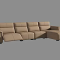 Light Brown Leather L Shaped Sectional Sofa with Reclining Seats for Living Room