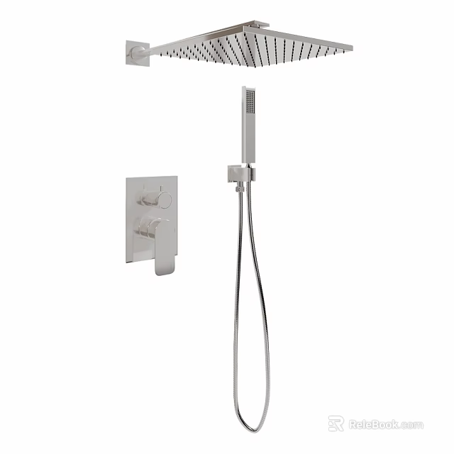 Modern Shower Faucet With Handheld Sprayer Rainfall Head And Control Panel 3d model 