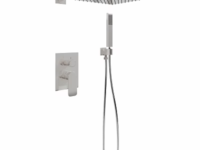 Modern Shower Faucet With Handheld Sprayer Rainfall Head And Control Panel 3d model