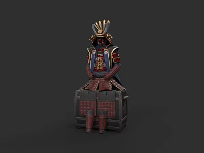 Samurai Armor Clothing with Traditional Decorative Red and Blue Design Elements 3d model