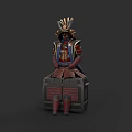 Samurai Armor Clothing with Traditional Decorative Red and Blue Design Elements 3d model