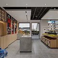 Bright Modern Supermarket Interior With Neat Goods Shelves Fresh Fruit Zone And Functional Checkout Counter