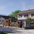 Rural Self Built House Featuring Chinese Style Courtyard With Traditional Decorations And Green Plants